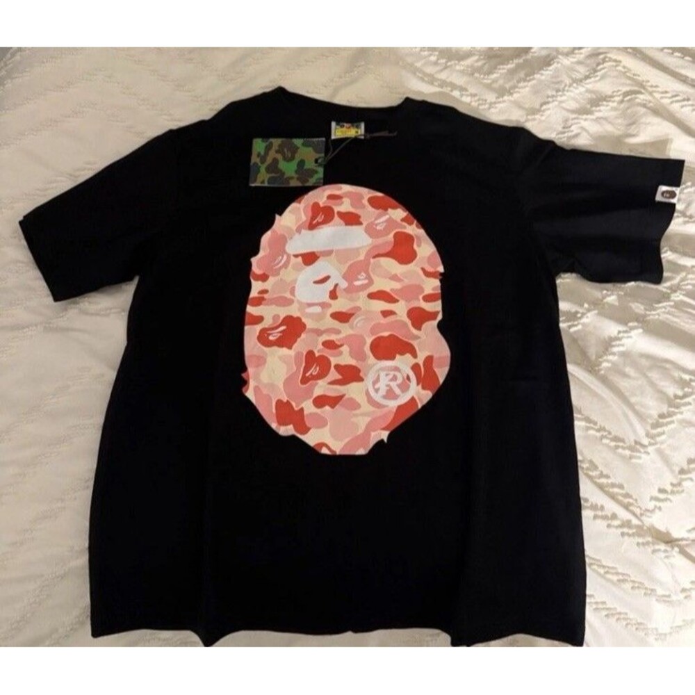 BAPE ABC Camo Big Ape Head T-shirt Black Pink | A Bathing Ape Small